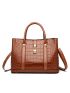 3pcs Crocodile Embossed Top Handle Bag Set