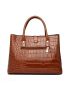 3pcs Crocodile Embossed Top Handle Bag Set