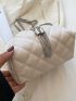 Mini Quilted Metal Tassel Decor Chain Bucket Bag