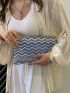 Chevron Pattern Straw Bag