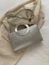 Metallic Double Handle Square Bag