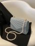 Mini Faux Pearl Beaded Chevron Square Bag