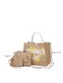 3pcs Butterfly & Letter Graphic Shopper Bag Set