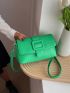 Crocodile Embossed Buckle Decor Flap Square Bag