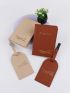 2pcs Letter Graphic Passport Case & 2pcs Luggage Tag Set