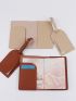 2pcs Letter Graphic Passport Case & 2pcs Luggage Tag Set