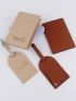 2pcs Letter Graphic Passport Case & 2pcs Luggage Tag Set