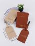 2pcs Letter Graphic Passport Case & 2pcs Luggage Tag Set