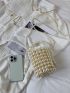 Mini Faux Pearl Beaded Drawstring Design Bucket Bag