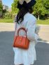 Neon Orange Double Handle Square Bag