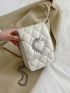 Mini Heart Decor Argyle Quilted Flap Chain Square Bag