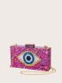 Eye Graphic Confetti Detail Chain Box Bag