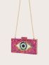 Eye Graphic Confetti Detail Chain Box Bag