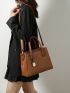 Crocodile Embossed Top Handle Bag With Bag Charm