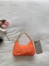 Neon Orange Quilted Chain Hobo Bag