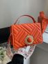 Neon Orange Quilted Flap Square Bag