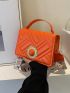 Neon Orange Quilted Flap Square Bag