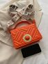 Neon Orange Quilted Flap Square Bag