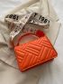 Neon Orange Quilted Flap Square Bag