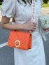 Neon Orange Quilted Flap Square Bag