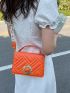 Neon Orange Quilted Flap Square Bag