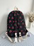 Cherry Print Functional Backpack With Bag Charm