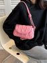 Neon Pink Geometric Embossed Flap Square Bag