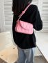 Neon Pink Geometric Embossed Flap Square Bag