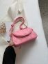 Neon Pink Geometric Embossed Flap Square Bag