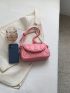 Neon Pink Geometric Embossed Flap Square Bag