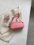 Neon Pink Geometric Embossed Flap Square Bag