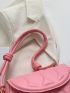 Neon Pink Geometric Embossed Flap Square Bag