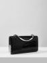 Crocodile Embossed Chain Box Bag