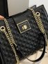 Quilted Chain Shoulder Tote Bag