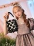 Mini Faux Pearl Decor Hollow Out Drawstring Design Square Bag