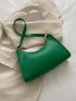 Neon-Green Crocodile Embossed Chain Decor Baguette Bag