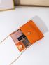 Mini Neon Orange Snakeskin Embossed Flap Square Bag
