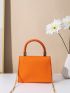 Mini Neon Orange Snakeskin Embossed Flap Square Bag