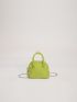 Mini Neon Lime Letter Graphic Litchi Embossed Dome Bag