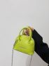 Mini Neon Lime Letter Graphic Litchi Embossed Dome Bag