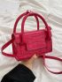 Mini Neon-pink Crocodile Embossed Flap Square Bag