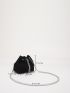 Mini Drawstring Design Corduroy Chain Bucket Bag