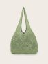 Floral Embroidered Hollow Out Crochet Bag