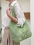 Floral Embroidered Hollow Out Crochet Bag