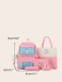 5pcs Cartoon Graphic Colorblock Bag Set