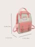 5pcs Colorblock Letter Patch Decor Functional Backpack Set