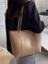 Letter Embossed Shoulder Tote Bag