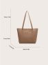 Letter Embossed Shoulder Tote Bag