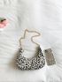 Leopard Pattern Chain Hobo Bag