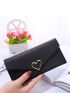 Heart Decor Flap Long Wallet